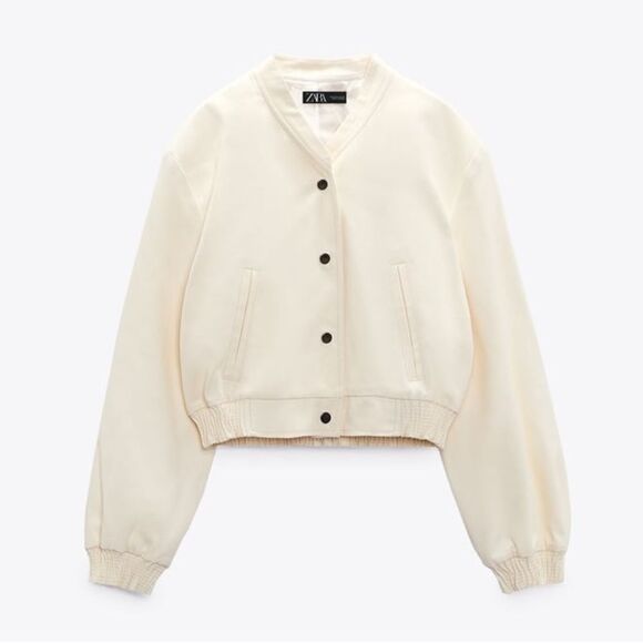 Zara Cropped Bomber Jacket New - Picture 6 of 8
